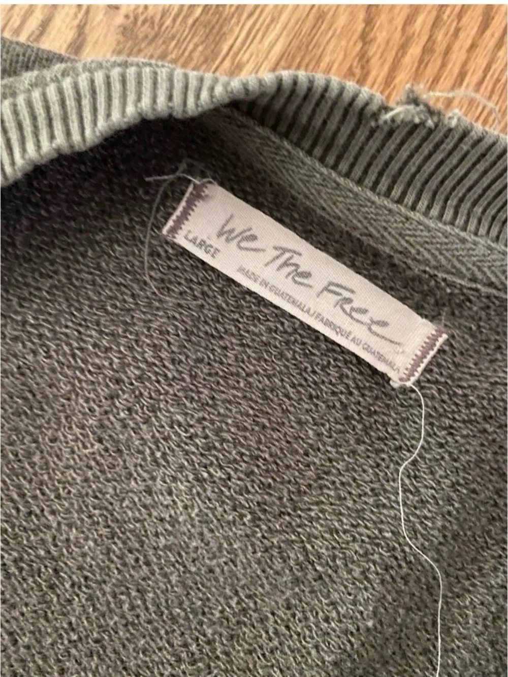 FREE PEOPLE Stone Grey Boho Oversized Crewneck Sweatshirt